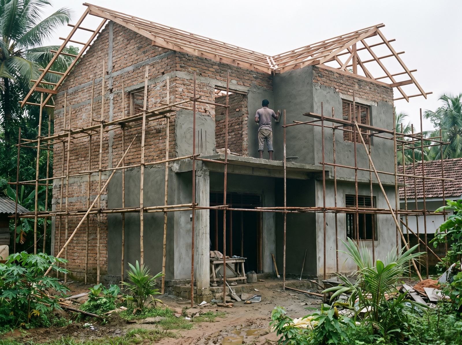 Illustration of a house under construction in Sri Lanka