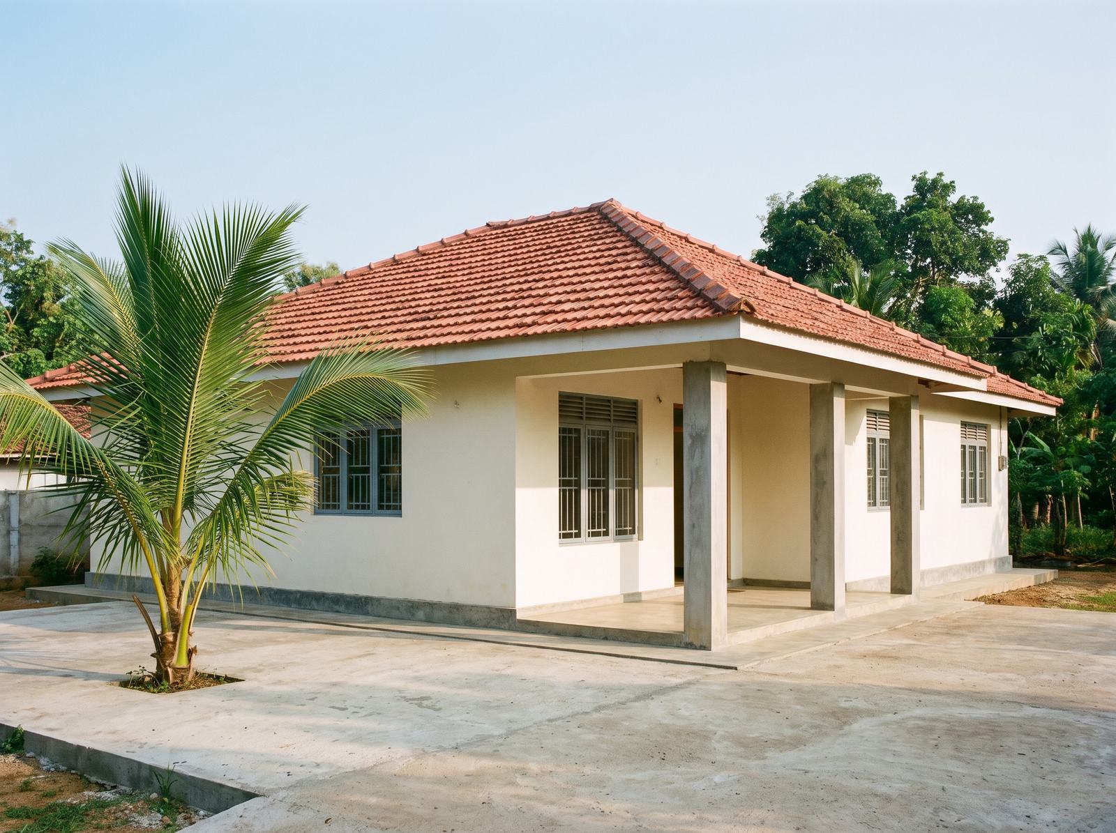 Neat single-storey budget house with a tiled roof in Sri Lanka